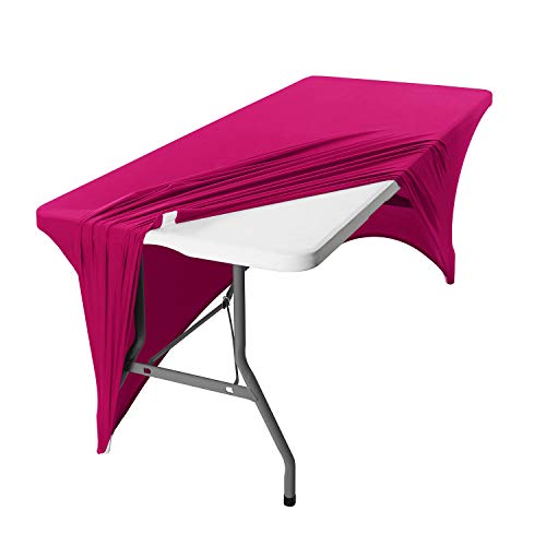 Peomeise 6FT Spandex Table Cover Rectangular Stretch Spandex Tablecloth (Fuchsia,6FT) - color: Fuchsia, size: 72" x 30" (Rectangular)