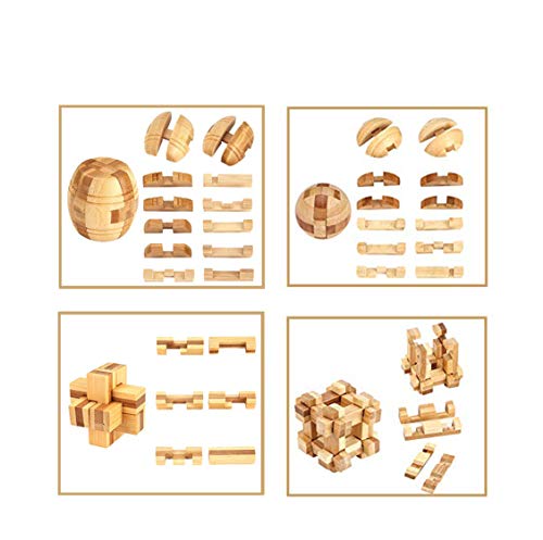 Brain Teaser Puzzle 20Pcs Unlock Interlock Game IQ Test Wooden Toy 3D Unlock Interlock Puzzle Magic Ball Brain Teaser Toy Puzzles for Adults