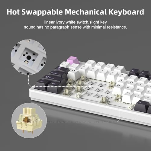 MageGee LIGHT87 Wired Creamy Keyboard, 80% Gasket Hot Swappable RGB Backlit Gaming Mechanical Keyboards with 6-Layer Sound Dampening,PBT Keycaps NKRO for Win/Mac, Purple - color: Purple Jade