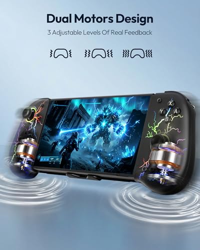 VOYEE Switch Controllers with Hall Effect Joystick & Kickstand, Compatible with Nintendo Switch/OLED, Wireless Pro Controller Ergonomic Grip Joypad with RGB Light, Turbo, Macro, 4 Game Slot Gray - color: Gray