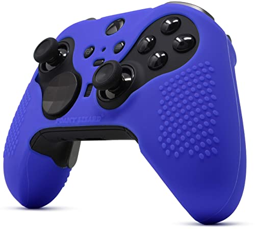 Elite Series 2 Studded Grip Skin for Xbox One Elite Series 2 Controller (NOT for Series X/S/Elite 1) by Foamy Lizard - Sweat Free Silicone w/Flat Top Anti-Slip Studs + 8 QSX-Elite Thumb Grips (Blue) - color: Blue
