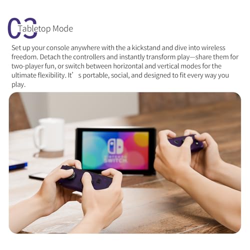 Tideal Set of Replacement Controller for Nintendo Switch - Compatible with Nintendo Switch (1) / OLED/Lite - Dual Vibration/Motion Control / 6-Axis Gyro (Transparent Purple) - color: Transparent Purple
