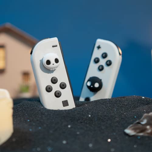 GeekShare Cute Silicone Joycon Thumb Grip Caps, Joystick Cover Compatible with Nintendo Switch / OLED / Switch Lite,4PCS -- Skull (Black & White) - color: Black & White