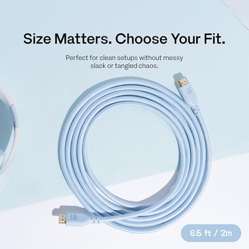 Pixio Blue 8K HDMI 2.1 Cable Ultra Certified Ultra High Speed 6FT 8K 60Hz 4K 120Hz Nylon Braided, Gold Plated Connector, Anti-Breakage, HDR10+, dtsx, eARC, HDCP, Dolby Compatible - color: Blue, size: 6 ft