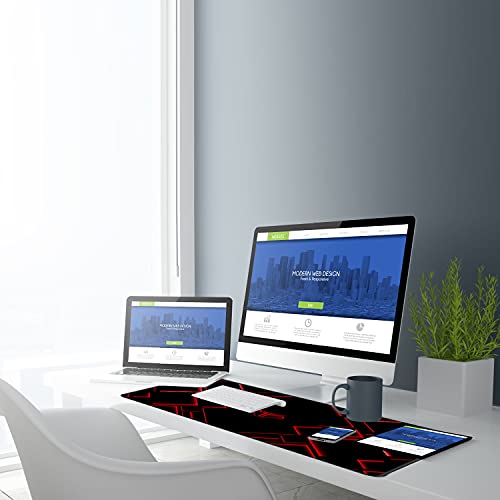 TEDNETGO Large Mouse Pad, Gaming Long Mouse Pad, Waterproof Extra Large Big Mousepad with Stitched Edge, XXL Non-Slip Computer Computer Keyboard Pad Mat for Gamer/Desktop/Office/Home, RED - color: Red, size: 31.5L x 15.7W inches