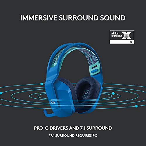 Logitech G733 Lightspeed Wireless Gaming Headset - Blue | Suspension Headband, LIGHTSYNC RGB, Blue VO!CE mic Technology, PRO-G Audio Drivers - color: Blue