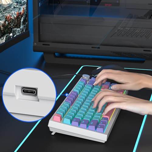 Owpkeenthy 75% Gasket Mounted Mechanical Gaming Keyboard Hot Swappable, Wired 82 Keys Knob RGB Keyboard with Red Switch PBT Keycaps for Win MAC (Joker) - color: Joker/Red Switch