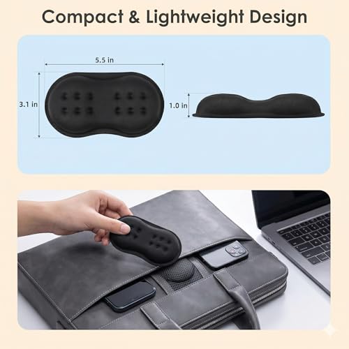 Wrist Rest for Mouse - Ergonomic Memory Foam Computer Wrist Support Pad, Massage Holes Design for Wrist Pain Relief (5.5 x 3.1 x 1 in, Black)