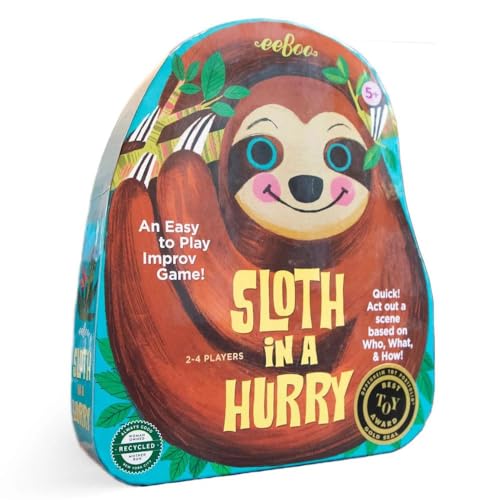 eeBoo Sloth in a Hurry Improv Action Board Game for Ages 5+ - style: Sloth in a Hurry