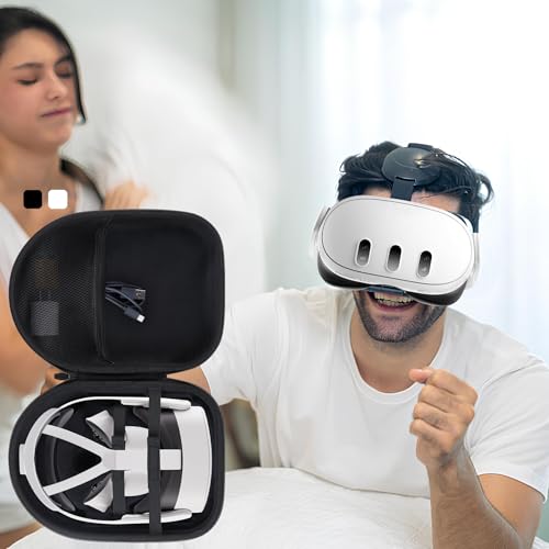 Storage Case Compatible with Meta Quest 3S / Quest 3 VR Headset | Lightweight Carry, Secure Storage, Convenient Zipper, Soft Interior,White Case - color: White