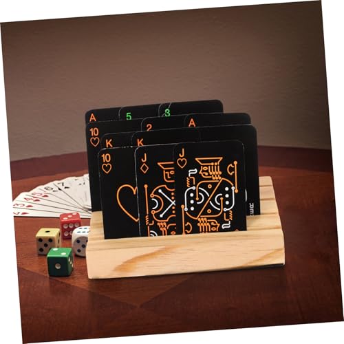 Kisangel Stylish Wooden Playing Card Holder for Easy Viewing Game Card Rack Poker Storage Compact Design