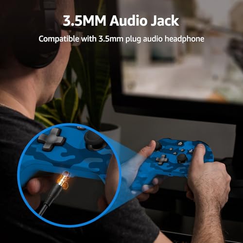 GMVOX Wireless Controller for X-BOX One,Blue Camo | Turbo,Dual Vibration,2.4g Adapter,Support 3.5MM Audio Jack,Compatible with X-BOX Series S/X, PC, IOS, Android Platforms - color: Blue Camo
