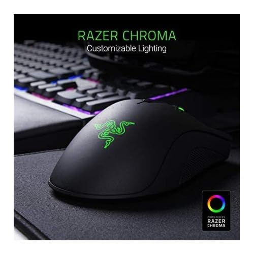 Razer DeathAdder Elite Gaming Mouse: 16,000 DPI Optical Sensor - Chroma RGB Lighting - 7 Programmable Buttons - Mechanical Switches - Rubber Side Grips - Matte Black