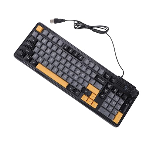 Wired Gaming Keyboard, RGB Backlit Membrane Keyboard, Ultra Compact Ergonomic with Knob, Silent Anti Ghosting Keys & PBT Keycaps, Ideal for PC Laptop