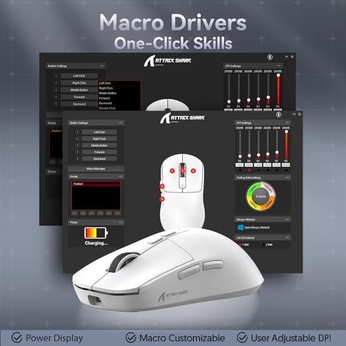 ATTACK SHARK X6 Lightweight Wireless Gaming Mouse with RGB Backlight Charging Base,Tri-Mode Wired/2.4GHz/BT5.2,26K DPI, PAW3395 Optical Sensor,HUANO Switch,5programmable Buttons,PC/Mac(White) - color: White, size: Mouse without Anti-slip sticker