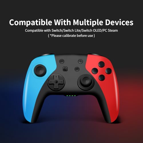 AceGamer Pro Controller for Nintendo Switch/Lite/OLED/Windows, Hall Effect Joystick for Wireless Switch Controllers - color: Red-Blue