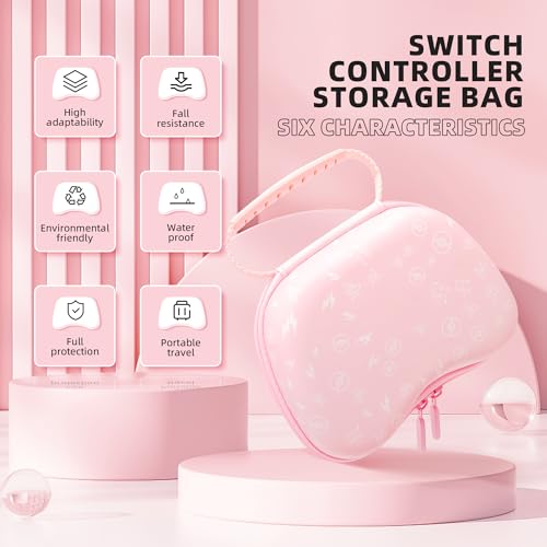 Switch Pro Controller, Wireless Switch Controllers with Carrying Storage Case, Upgraded Gamepad Switch Remote Replacement for Switch Controller Support NFC/Dual Vibration/Screenshot/Wake-up Function - color: Pink