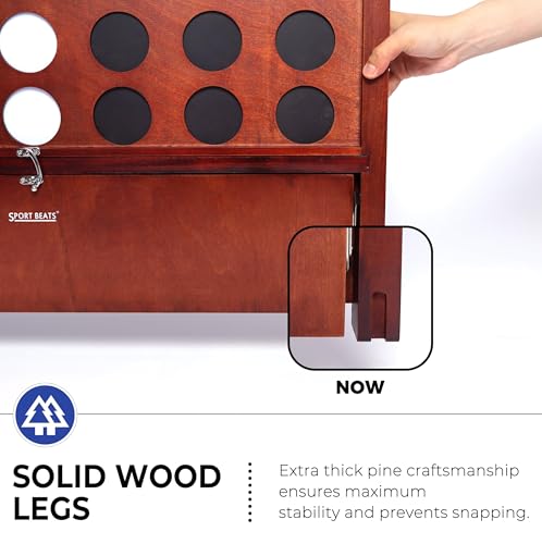 Giant Wooden 4 in A Row Game for Indoor or Outdoor Games | Built-in Foldable Tray, Wall Mounted or Set-up on Ground, Carrying Case - style: Classic