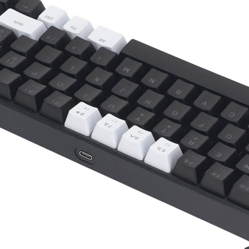 XUMIUZIY Membrane Wired Gaming Keyboard, RGB Backlit Membrane Gaming Keyboard, 68 Keys Linear Mechanical Feel Keyboard Ergonomic, USB Computer Keyboard for Office Home Game (White Black) - color: White Black