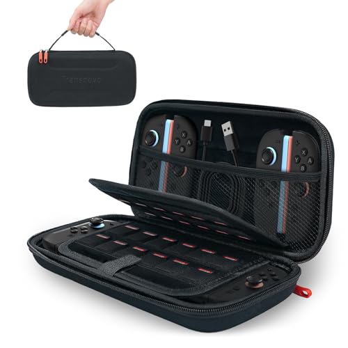 TRANSNOVO Carrying Case for Nintendo Switch 2 2025 - Protective Hard Shell Portable Switch 2 Travel Case Pouch with 24 Game Card Slots and Large Capacity Storage for Console & Accessories, Black - size: Single Case