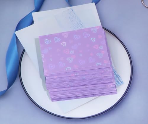 ONLYKXY 100pcs Soft Clear Plastic Heart Glitter Bag Storage Pouch Laser Sleeve Cover Pocket Holder Holographic Photo Protector Top Loader for 3in Trading Card Coin Jewelry (Purple) - color: Purple
