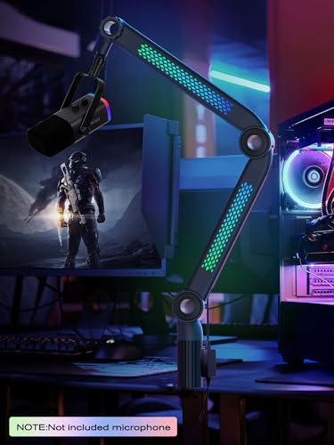 SUNMON RGB Mic Arm – Adjustable Boom Arm with Rhythm RGB Lighting for Blue Yeti, HyperX QuadCast, Rode, Fifine AM8, and More – Perfect for Podcasting, Streaming, and Gaming - color: Pickup Light Boom Arm