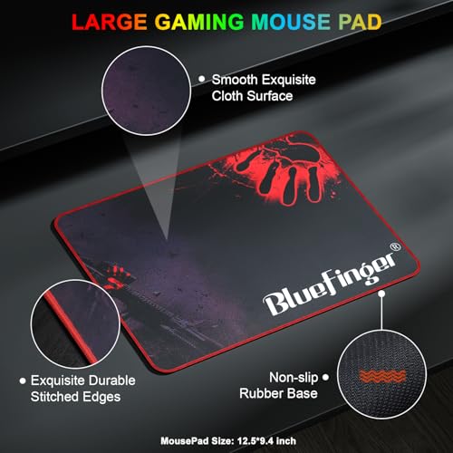 BlueFinger RGB 87 Keys Gaming Keyboard and Backlit Mouse Combo, USB Wired Rainbow Keyboard, Gaming Keyboard Set for Laptop PC Computer Game and Work(Gray & Black) - color: Gray & Black