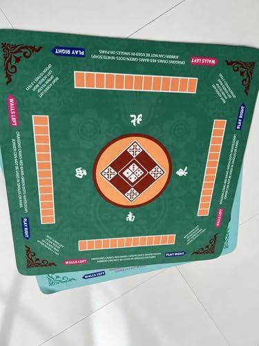 Mahjong Mat for Table, 31.5x31.5Inch American Mahjongg Table Mat (Green) | Anti-Wrinkle&Foldable Neoprene Mahjongg Travel Mat for Table with Learning Rule, Anti-Slip Noise Reduction Includes Carry Bag - color: Green