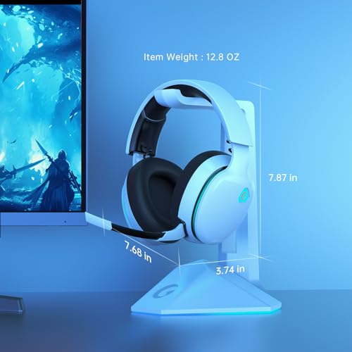 2.4GHz Wireless Gaming Headset for PS5, PS4 Fortnite & Call of Duty/FPS Gamers, PC, Nintendo Switch, Bluetooth 5.3 Gaming Headphones with Noise Canceling Mic, Stereo Sound, 40+Hr Battery -White