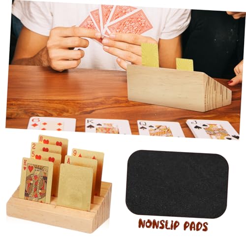Toddmomy Wooden Playing Card Holder Stand Slotted Design with Non Slip Base Accommodates Multiple Card Games for Tabletop Gaming and Strategy Play
