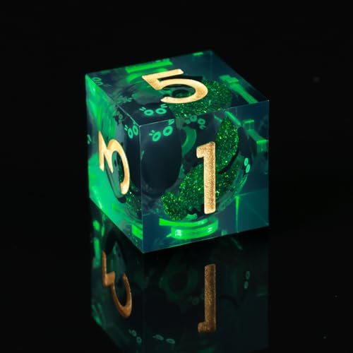 Liquid Core DND Dice Set, 7 Pcs Resin Sharp Edge Polyhedral Dice Quicksand Cat D&D Dice for Dungeons and Dragons RPG Role Playing Table Games