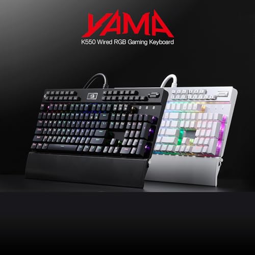 Redragon K550 RGB Gaming Keyboard, 104 Keys + 12 Macro G Keys Wired Mechanical Keyboard w/Aluminum Top Plate, Custom Clicky Purple Switch, Extra USB Port & Wrist Rest - color: Black