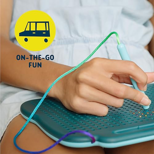 Chuckle & Roar Magnetic Drawing Board for Kids, Rainbow Drawing Pad Ages 6+ | Magnetic Board for Kids, Mess Free Coloring, Magnetic Drawing Pad, Rainbow Dot Art, Car Ride Toys, Restaurant Toys