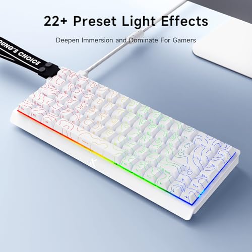 MCHOSE ACE 68 60% Mechanical Gaming Keyboard Wired Rapid Trigger Hall Effect Keyboard Magnetic Switch Adjustable Actuation 8000Hz Polling Rate Custom RGB MAC Laptop(White Topographic TTC Dragon Lord) - color: 68-White Topo Dragon Lord