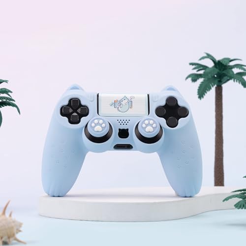 GeekShare Cat Paw Silicone Skin - Compatible with PlayStation4 Wireless Controller, Anti-Slip Protective Cover Case for Gaming Controllers (Blue) - color: Blue