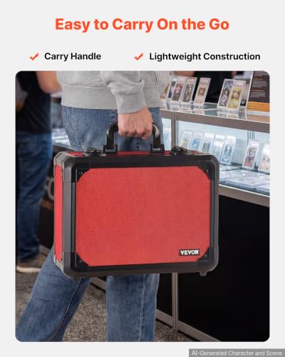 VEVOR Graded Card Case 3 Row 96 PSA Slab Storage Box with Secure Lock, Baseball Sports Trading Cards Holder Collector with 12 Dividers, Key, Holds 76 SGC 68 BGS 348 Top Loaders and 999+ Loose Cards