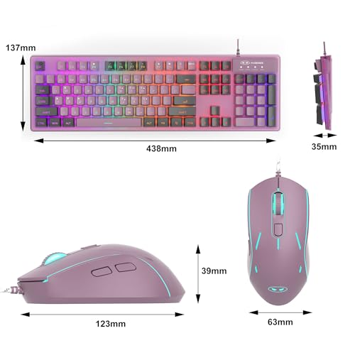 Gaming Keyboard and Mouse Combo, K1 RGB LED Backlit Keyboard with 104 Key Computer PC Gaming Keyboard for PC/Laptop (Blackcurrant) - color: K1 blackcurrant
