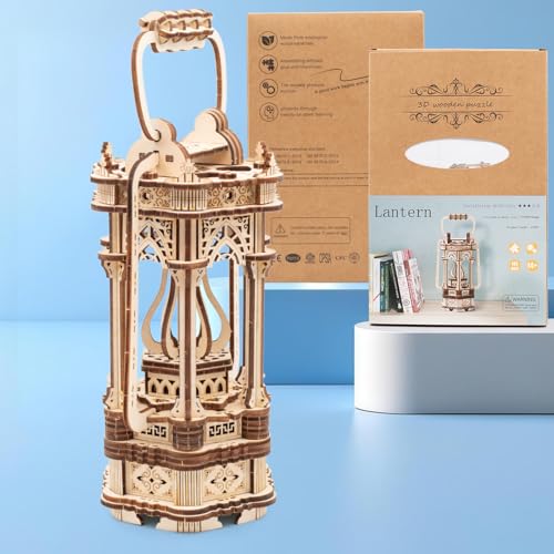 Wooden Luminous Lantern 3D DIY Puzzle | Christmas Gift, For Adults, Building Model Kit - style: Luminous Lantern