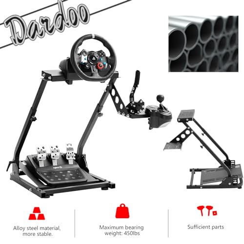 Dardoo Racing Steering Wheel Stand with Shifter Lever Fit for Logitech G27 G25 G29 G920, for Thrustmaster Gaming Racing Simulator Stand Foldable Without Wheel Shifter