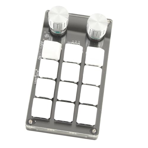 Focket One Handed Programmable Mechanical Keyboard, 12 Key Programmable Macro Keyboard with Knob, USB Programmable Mini Keyboard Programmable Keyboard, Gaming Keypad, Plug and Play