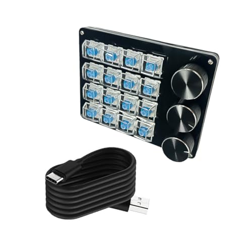 Portable 16Key Macro Keypad with Programmable Dials for Advanced Gaming Controls and Multimedia Management Keyboards
