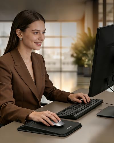 TECKNET Ergonomic Mouse Pad with Wrist Rest, Mousepad with Wrist Support with Built-in Memory Foam and Ergonomic Slope Design Relieves Carpal Tunnel Syndrome Pain,Mouse Pads for Office Gaming - color: Black