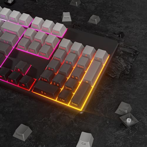 Guffercty kred 140- Keys Side Printed Keycap PBT Gradient Keycaps 75 Percent, Cherry Profile Minimalist Style Custom Shine Through Keyboard Keycap for Mechanical Keyboards(Grey Side Print) - color: Grey Side Print
