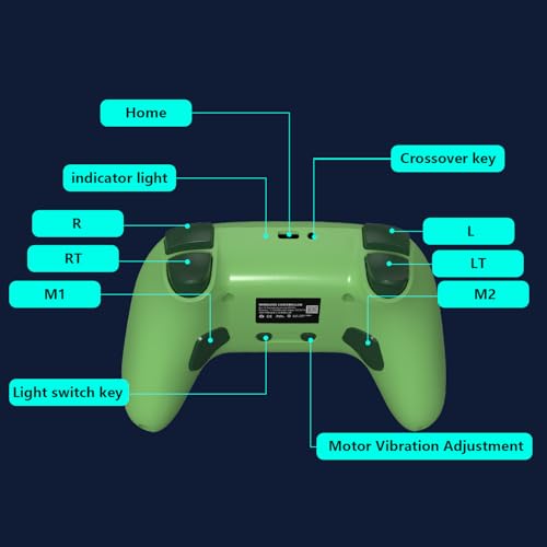 SZYUYU Switch Controller for Switch 2,Switch Pro Controller for Switch/OLED/Lite/PC with 7 Colors LED Light/3-level TURBO Adjustable,4-Speed Dual Vibration/Hall Effect Sticks/Wake Up/Gyro Axis Motion - color: Green