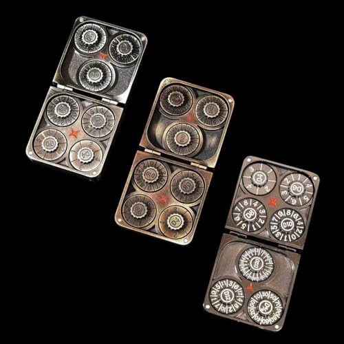 7 in 1 Spinner Metal DND Dice Set subitable for Dungeons & Dragons –Hand-Carved Dragon Design in Magnetic Iron Box (Copper) - color: Openable-copper