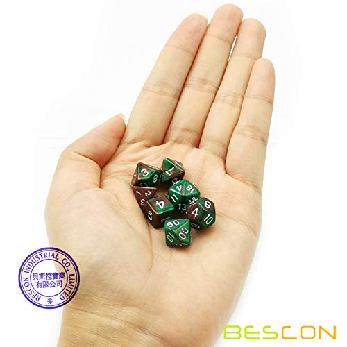 Bescon Mini Two Tone Polyhedral RPG Dice Set Camouflage, 10MM Small Dice Set D4-D20 - color: Camouflage