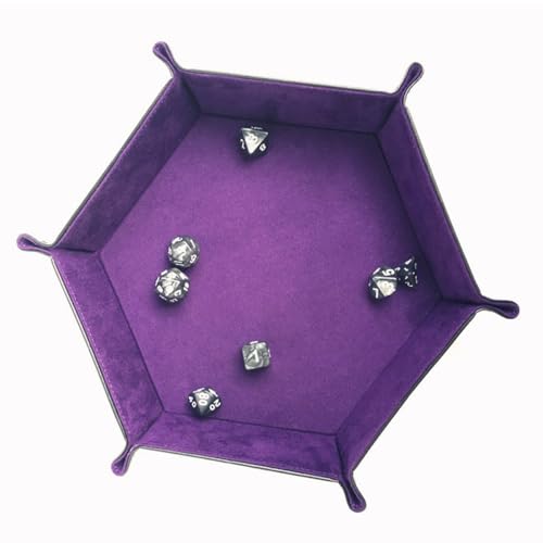 YARNOW 1 Pack Hexagon Dice Tray - PU Leather Hexagonal Display Plate for Jewelry, Keys, Coins, Makeup - Decorative Purple Board for Tabletop Game Accessories