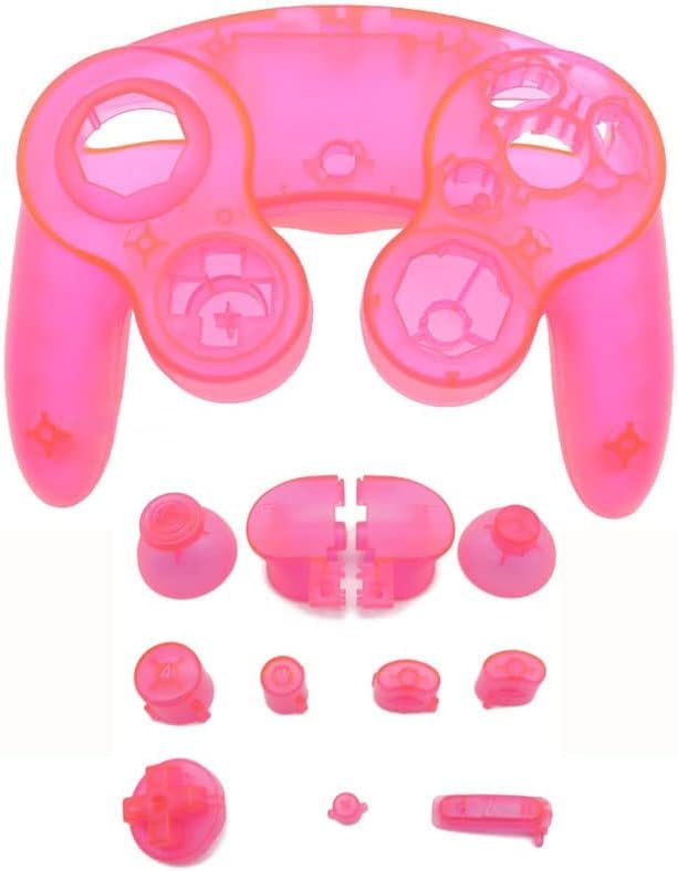 Housing Cover Shell Handle Case and Button Replacement Parts for NGC Gamecube Controller Games Handle Protective Accessories (Clear Pink) - color: Clear Pink