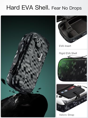 UYIYE Carrying Case for ROG Xbox Ally X/ROG Xbox Ally (2025), Hard Shell Travel Case with Charger Storage Compartment, Crystal Velvet Lining, EVA Protection, Waterproof Portable Carrying Bag, Camo - color: Camo Black