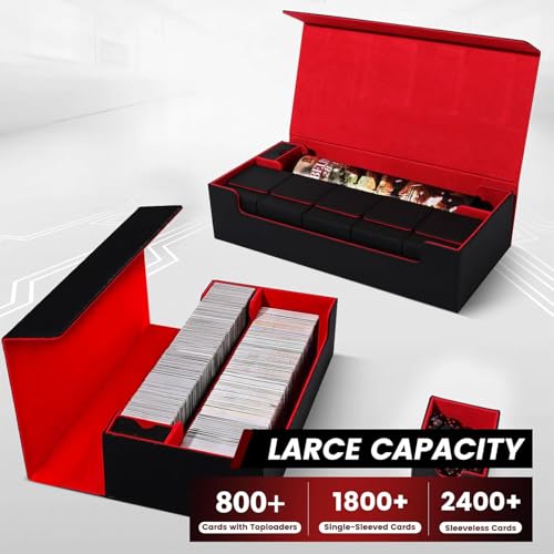 Premium Trading Card Storage Case TCG Deck Box Holds 800+ Sleeved Cards for MTG, YuGiOh, Uno, Sport with Strong Magnet Closure(W&P) - color: A-White/Purple - 800 Cards